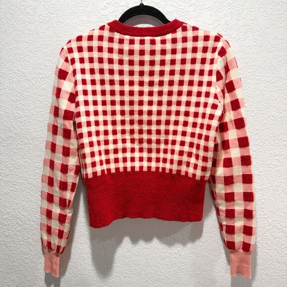 MOLLY GODDARD Red and White Checkered Cardigan - Picture 3 of 11